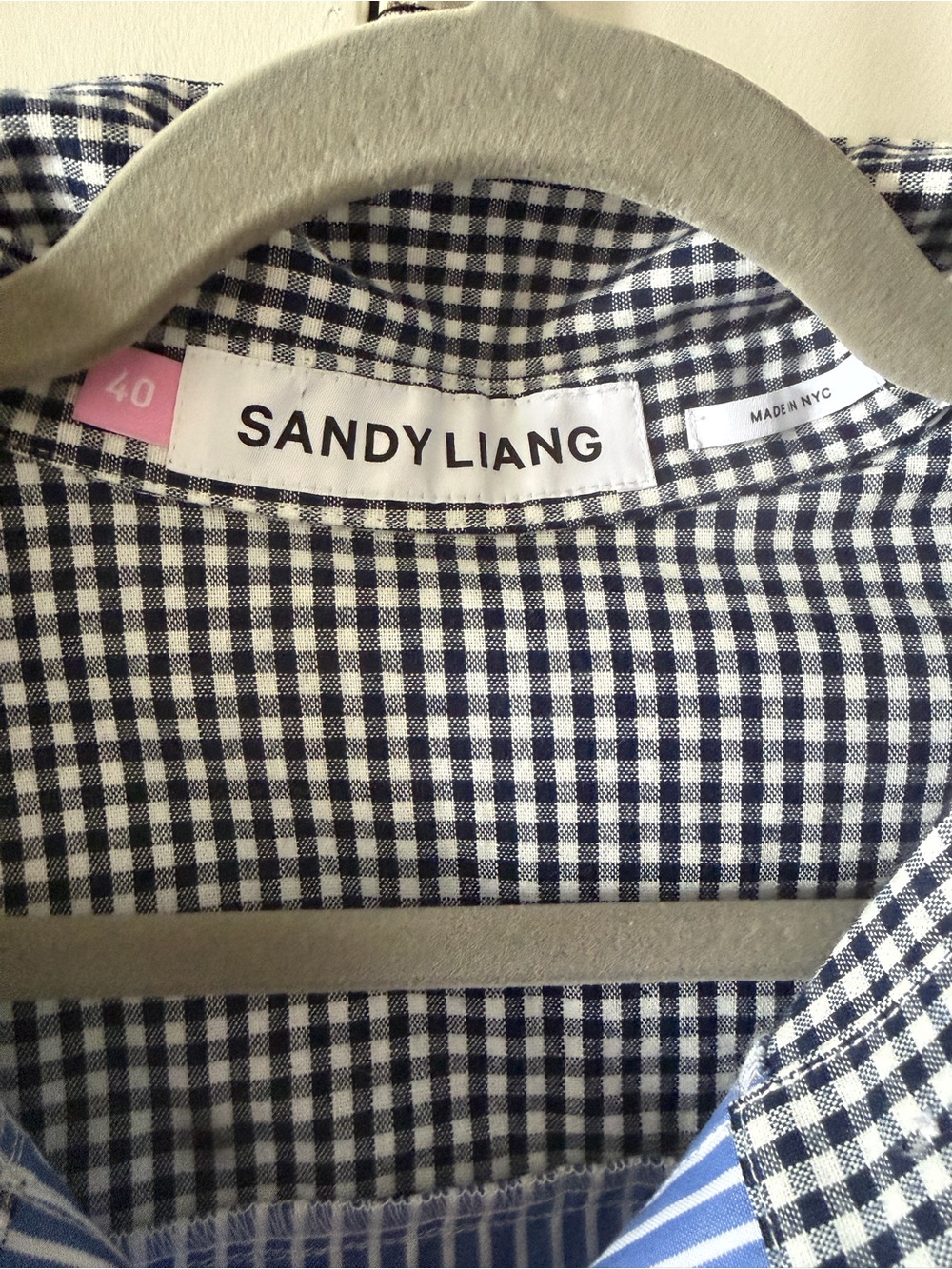 Sandy Liang Mercury Top Office Stripes & Gingham Button Down size 40 - Picture 8 of 11